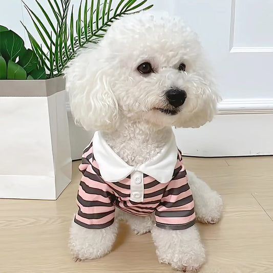 Vêtements pour chiens Teddy York Shire Polo Robe d’été Rayé T-shirt pour animaux de compagnie Costume de chien Pull doVêtements pour chiens Teddy York Shire Polo Robe d'été Rayé T-shirt pour animaux de compagnie Costume de chien Pull doux pour chien Chiot - DogWearFR